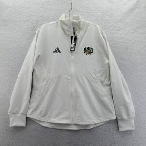 Adidas Jacket Women Medium Ohio Bobcats White Full Zip Track Recycled Polyester